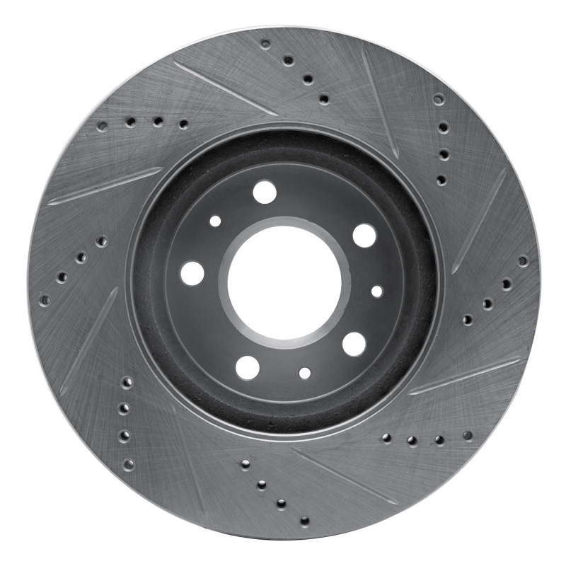 Cadillac CTS Brake Rotor (1) - Front Left - R1 Concepts - Drilled & Slotted - Silver - `03-`08